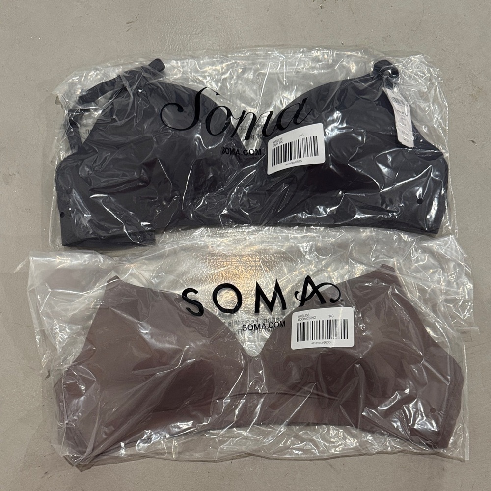 Soma Elegant Black and Movha Bra Set
